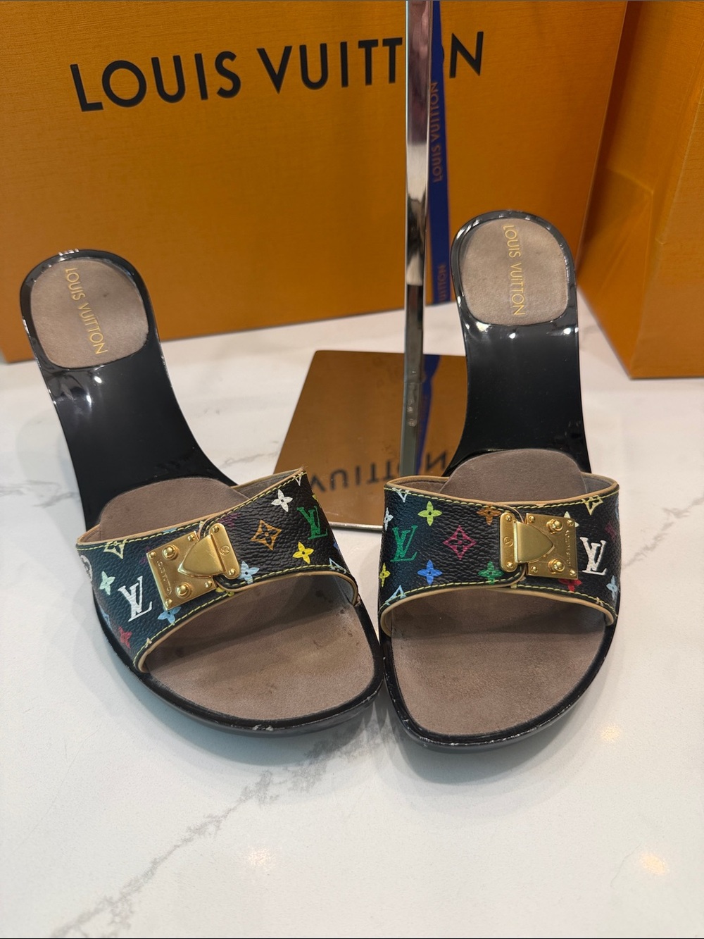 Louis Vuitton Black Multicolor Murakami heels